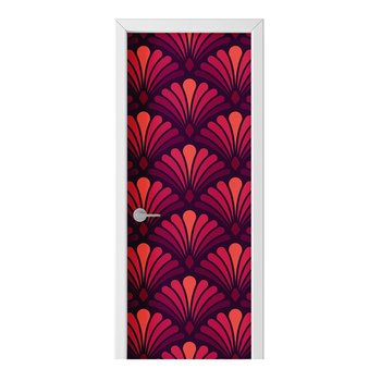 Naklejka na drzwi HOMEPRINT Czerwony wzór Art Deco 95x205 cm - HOMEPRINT