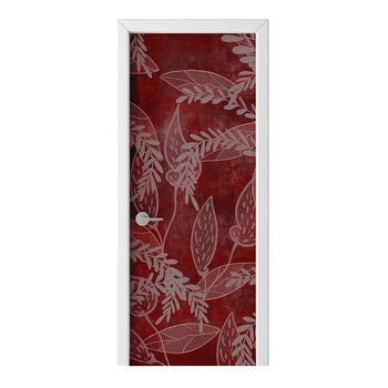 Naklejka na drzwi HOMEPRINT Liści na czerwony tle 75x205 cm - HOMEPRINT