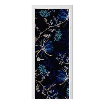 Naklejka na drzwi HOMEPRINT Niebieskie kwiaty 75x205 cm - HOMEPRINT