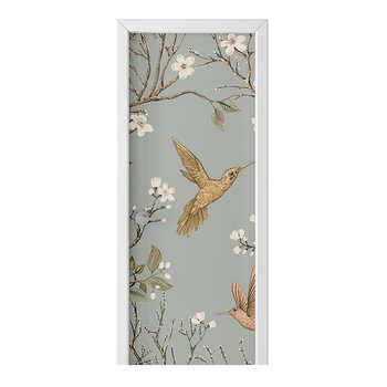 Naklejka na drzwi HOMEPRINT Wzór kwiatów i kolibra 85x205 cm - HOMEPRINT