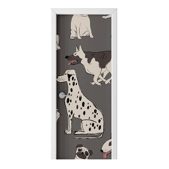 Naklejka na drzwi HOMEPRINT Wzór psów rasowych 85x205 cm - HOMEPRINT