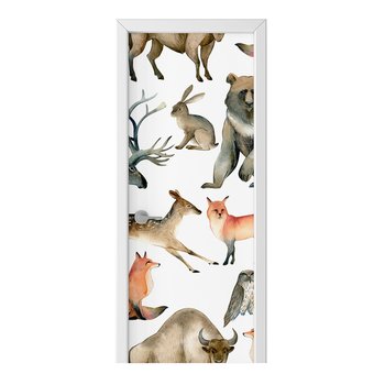 Naklejka na drzwi HOMEPRINT Wzór zwierząt leśnych 75x205 cm - HOMEPRINT