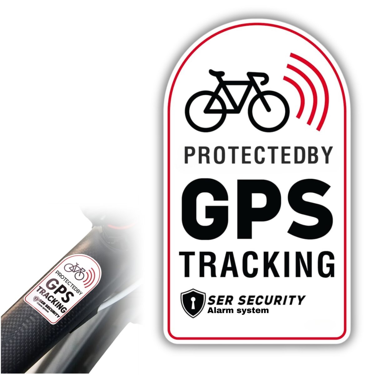 NAKLEJKA NA ROWER RAMĘ ROWERU GPS TRACKING OSTRZEGAWCZA ZABEZPIECZENIE ...