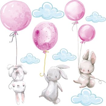 Naklejka na ścianę dla dzieci - balony i króliki - MagicalRoom