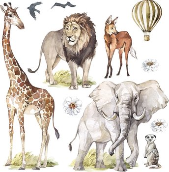 Naklejka na ścianę do pokoju dziecka - żyrafa i zwierzęta Afryki - MagicalRoom