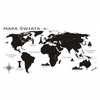 Naklejka na ścianę Mapa śwata 8 - Państwa kraje, 120x60 cm - Naklejkolandia