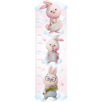 Naklejka na ścianę miarka wzrostu dla dzieci - króliki i chmurki - MagicalRoom