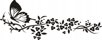 Naklejka na ścianę motyle kwiaty dekor Ornament 90, 100x40 cm - Naklejkolandia