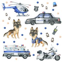 Naklejka na ścianę policja radiowóz helikopter motor policjant