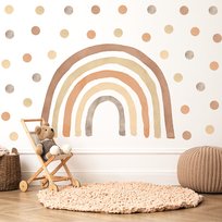 Naklejka na ścianę - Tęcza brązowa boho z groszkami 50 szt - rozmiar XL