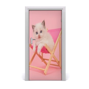 Naklejka samoprzylepna na drzwi Kot na leżaku, Tulup - Tulup