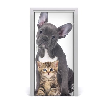 Naklejka samoprzylepna na drzwi ścianę Pies i kot, Tulup - Tulup