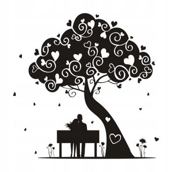Naklejka serca miłość para Drzewko zakochanych, 160x160 cm - Naklejkolandia