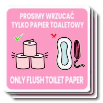 Naklejka WC wrzucać tylko papier 10x10 cm do toalet - Sticky Studio