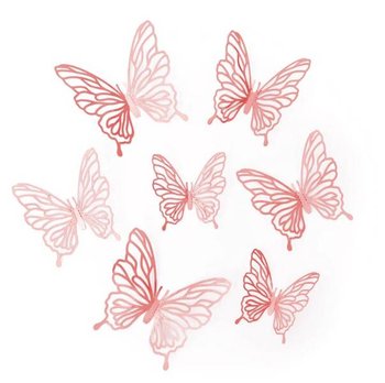 Naklejki 3D Motyle ażurowe rose gold 12szt. - PartyPal