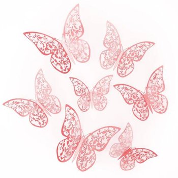 Naklejki 3D Motyle koronkowe różowe złoto 12szt. - PartyPal