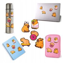 Naklejki 3D Sticker Wypukłe 5Szt Kapibary wodoodporne Na Zeszyt Bidon Piórnik Etui Planner Meble Laptopa Lodówkę Śniadaniówkę Teczki Kubki