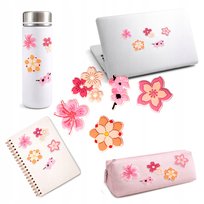 Naklejki 3D Sticker Wypukłe 5Szt Sakura Kwiaty wodoodporne Na Zeszyt Bidon Piórnik Etui Planner Meble Laptopa Lodówkę Śniadaniówkę Teczki Kubki