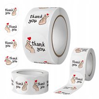 NAKLEJKI 500 szt. THANK YOU W ROLCE NA OZDOBNE PREZENTY UPOMINKI PODARUNKI