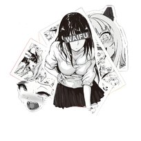 Naklejki Anime Hentai Waifu 18+ 50szt. Czarno-białe Wariant 1 - Inna