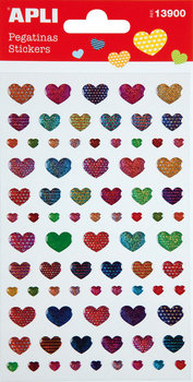 naklejki apli hearts, z brokatem, mix kolorów - Apli