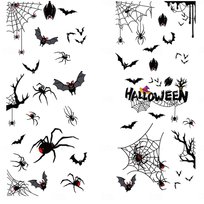 Naklejki Bezklejowe Na Okno Szybę Halloween Dekoracja Ozdoba Nietoperze