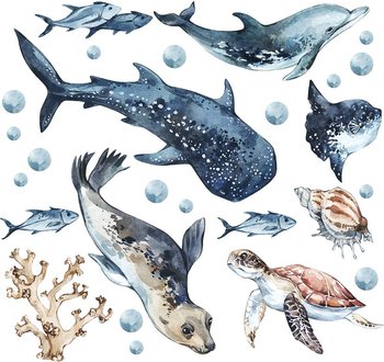 Naklejki do pokoju dziecięcego - ocean i zwierzęta morskie - MagicalRoom