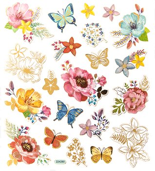 Naklejki - kwiaty i motyle, 21 szt. - dpCraft