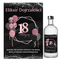 Naklejki na butelki na 18 urodziny różowe balony - 10 sztuk