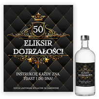 Naklejki na Butelki na 50 Urodziny Gold Eliksir Dojrzałości - 10 sztuk