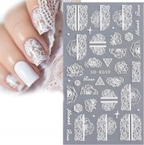 Naklejki Na Paznokcie Manicure Koronkowe Kwiaty Koronka 5D-K059