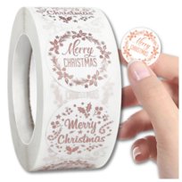 Naklejki na rolce 500 szt. złocone DIY świąteczne Merry Christmas