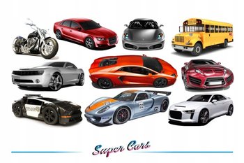 Naklejki na ścianę auta samochody - Super Cars 4, 100x50 cm - Naklejkolandia