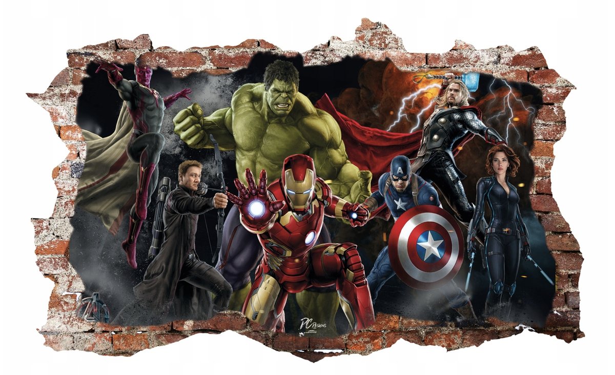 NAKLEJKI NA ŚCIANĘ Avengers Hulk Iron Man 100x65cm - Atram | Sklep ...