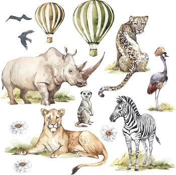 Naklejki na ścianę dla dzieci - dzikie zwierzęta Afryki - MagicalRoom