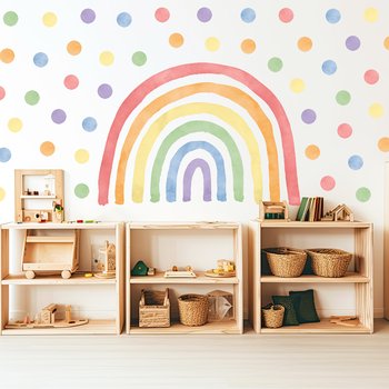 Naklejki na ścianę dla dzieci Tęcza klasyczna kolorowa Kropki L - Mini Dekor