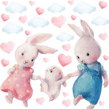 Naklejki na ścianę dla dziewczynki rodzina królików - MagicalRoom
