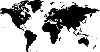 Naklejki na ścianę E-DRUK, Mapa Świata, czarne, 100x50 cm - e-druk