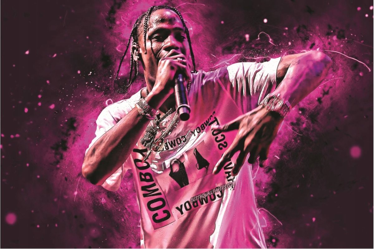 Scott Raper Naklejki na ścianę Naklejka Poster Travis Scott Raper 40x30 cm - Atram ...