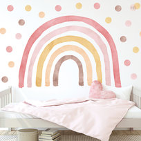 Naklejki na ścianę - Tęcza różowa z groszkami 50 szt