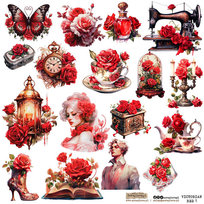 NAKLEJKI PAPIEROWE 24x24 ScrapLove - Victorian red 1 scraplove.pl