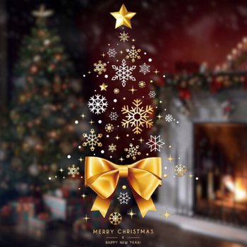 Naklejki Świąteczne Na Okno Szybę Ozdoby Święta Choinka Boże Narodzenie [Se-Nak9] - LUKOSS