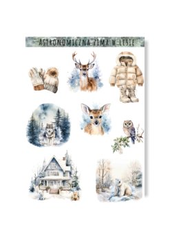Naklejki zimowe na zimę zima ze zwierzętami jelonek niedźwiedź do albumu - Inna marka