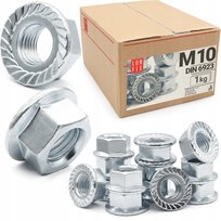 Nakrętka kołnierzowa M10 DIN 6923 ząbkowana ocynk ocynkowana 1kg