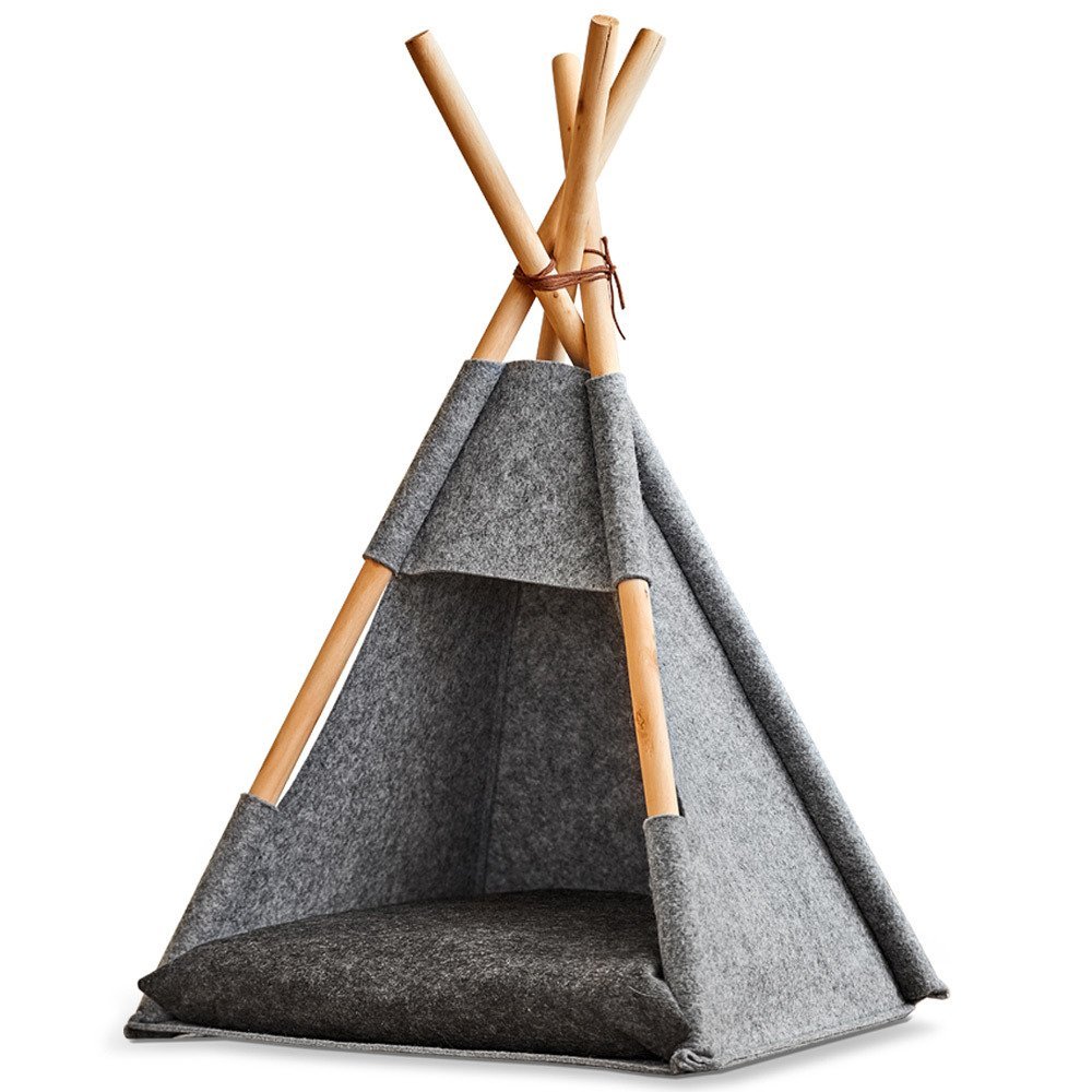 Lolo Pets Tunel Namiot składany dla psa lub kota Legowiska Namiot dla kota Tipi, filcowy, legowisko 44x42x4565 cm