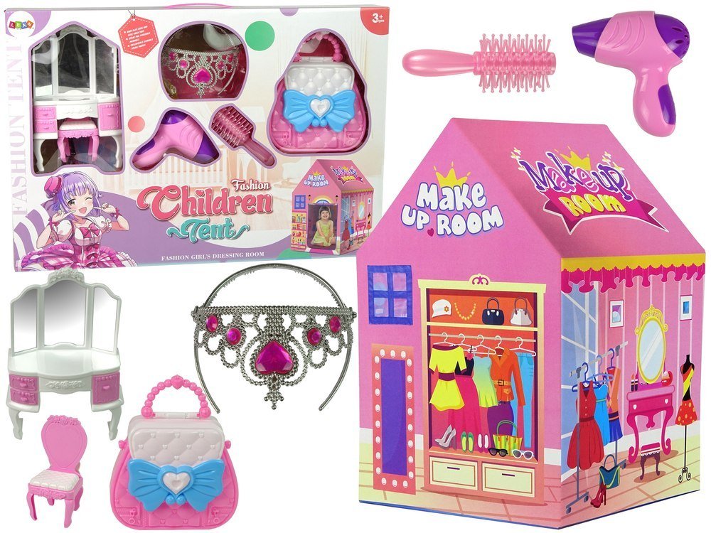 Zdjęcia - Domek LEAN Toys Namiot Księżniczki Dla Dzieci Salon Piękności Różowy Akcesoria Korona 
