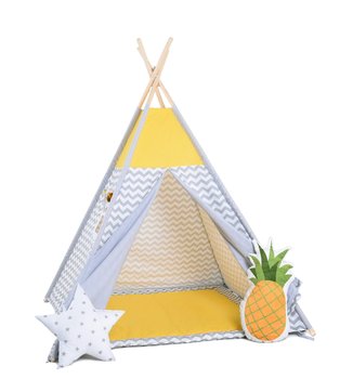 Namiot tipi dla dzieci, bawełna, okienko, ananas, słoneczne fale - Sówka Design