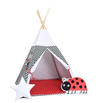 Namiot tipi dla dzieci, bawełna, okienko, biedronka, kultowa iskierka - Sówka Design