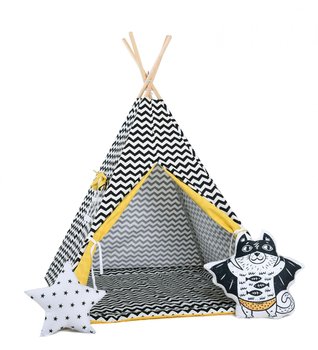 Namiot tipi dla dzieci, bawełna, okienko, bohater, słoneczny zygzak - Sówka Design