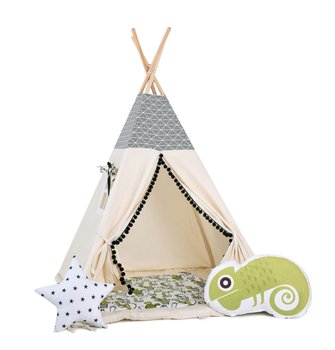 Namiot tipi dla dzieci, bawełna, okienko, kameleon, meksykańska zabawa - Sówka Design